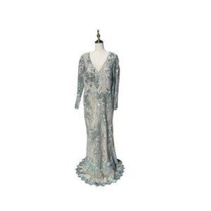 Mac Duggal Evening Gown Dress Size 20 Floral Embroidered Sequin Lace 67539 $698
